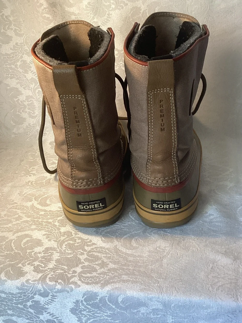 Sorel Men's Olive, Brown and Red Lace-Up Waterproof Duck Boots